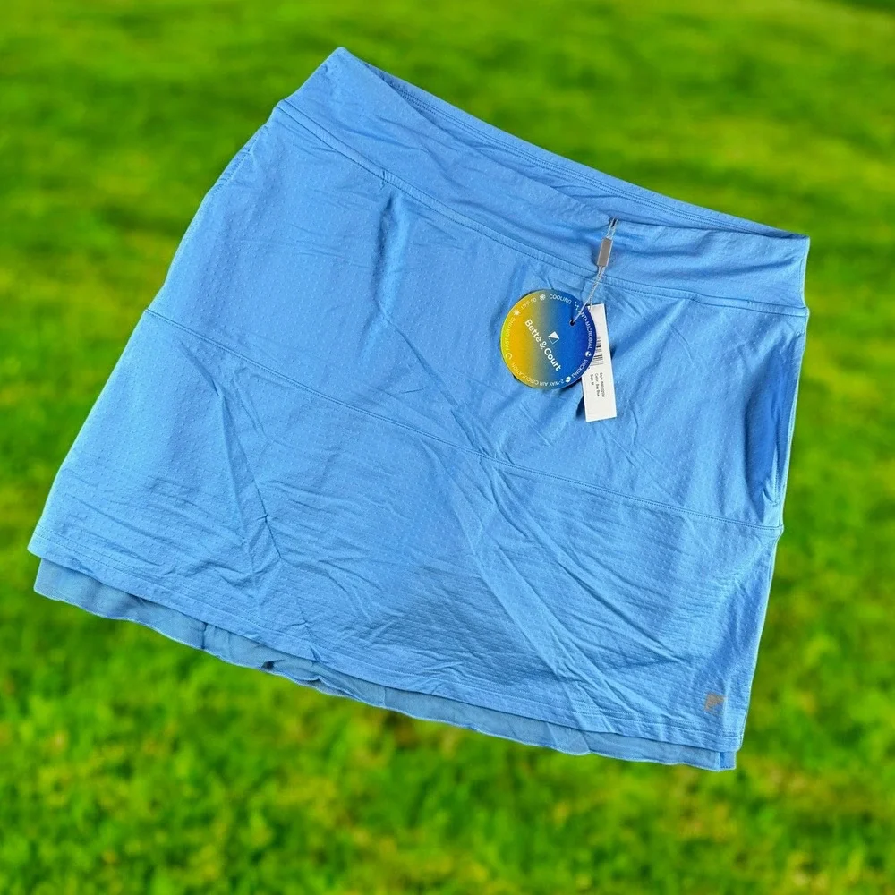 New Bette & Court Skort Women M Bay Blue Elements Cooling Golf Active UPF 50 NWT